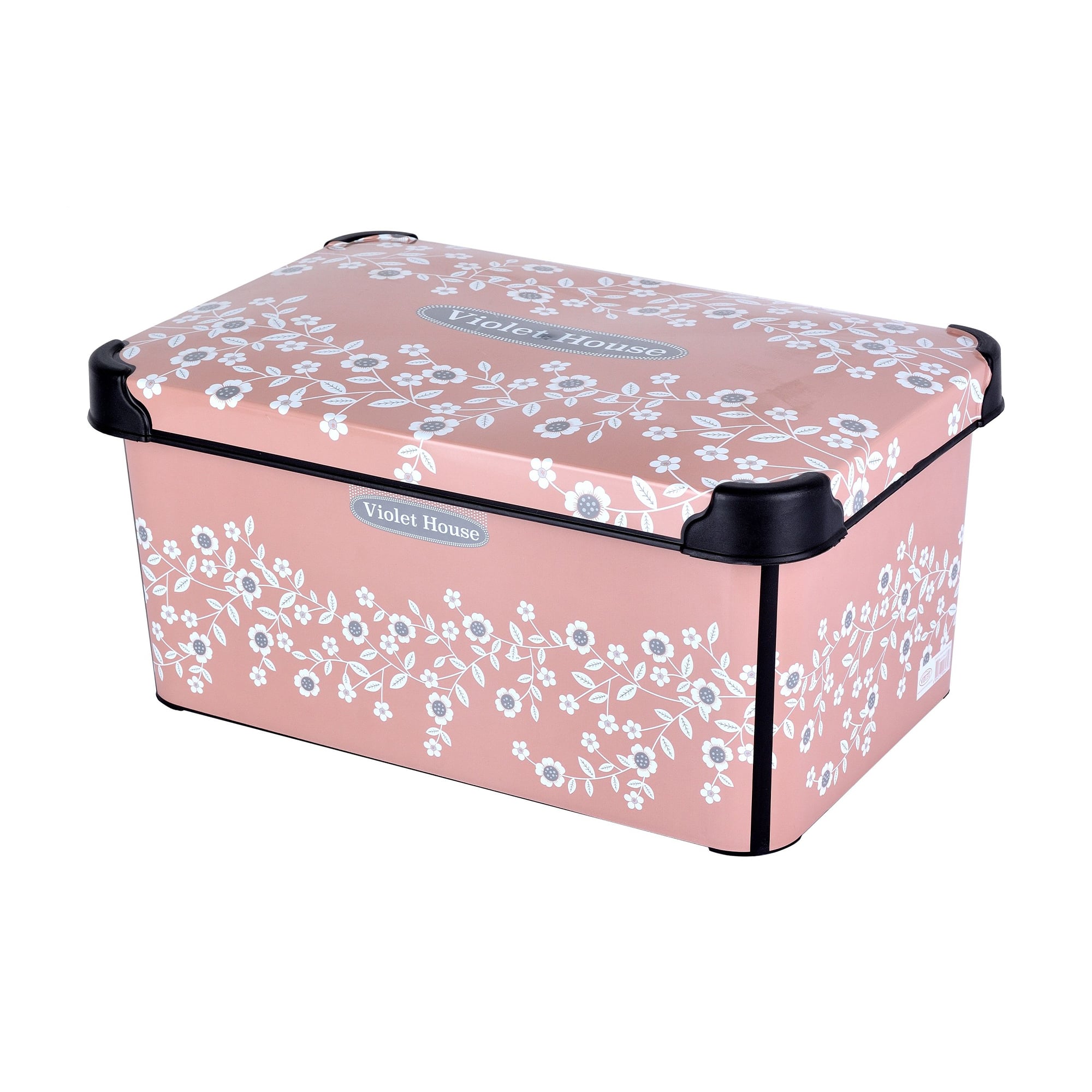 Контейнер для зберігання з кришкою Violet House 0647 Decor Pink Flowers, 16.5*23.5*35 см, 10 л (0647 DECOR PINK FLOWERS с/кр. 10 л)